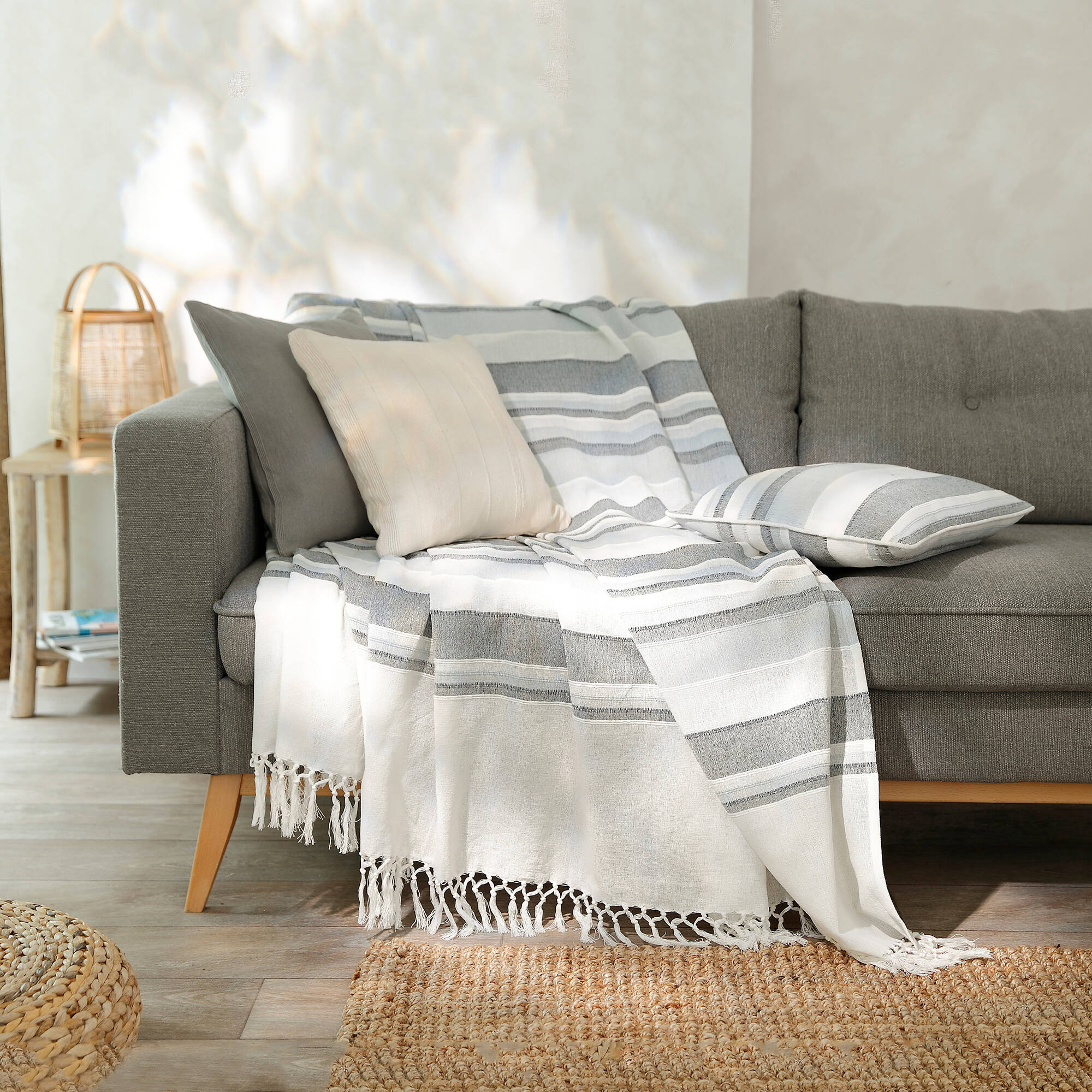 Plaid jeté multicolore coton tissage artisanal