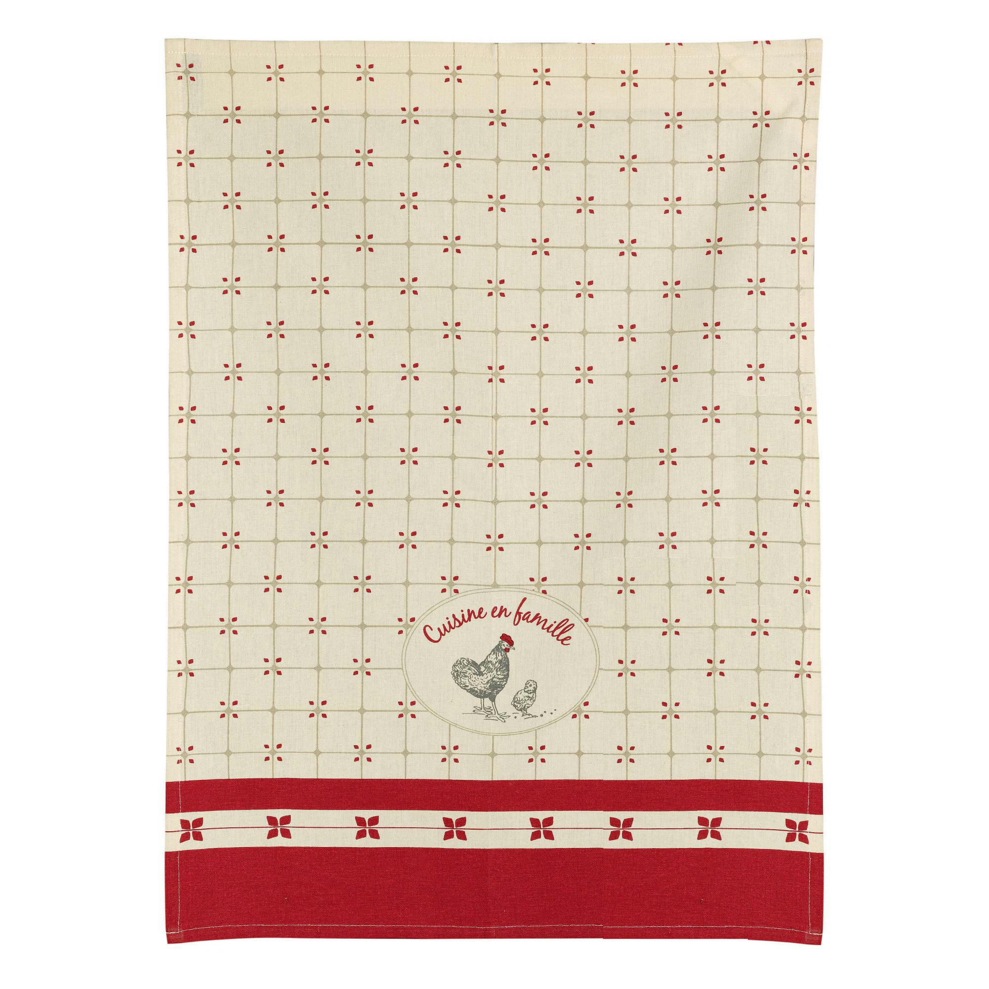 EN FAMILLE - Torchon en famille en coton ivoire 70 x 50