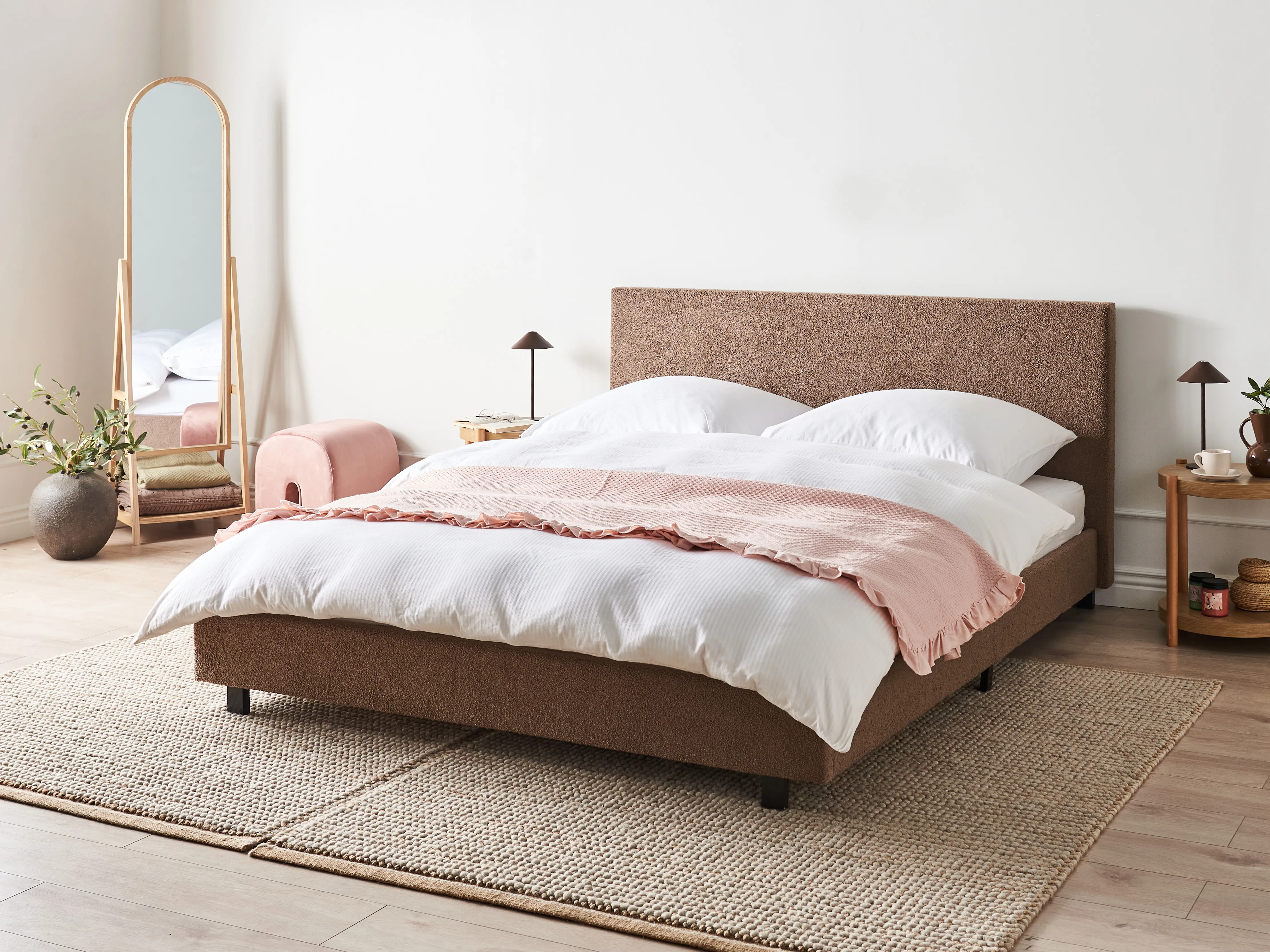 Waterbed Boucle ALBI 160 x 200 cm (EU King Size) Brown