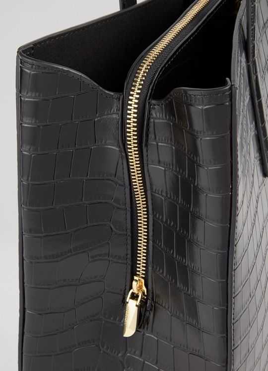 Olivia Black Croc Effect Oloid Tote Bag
