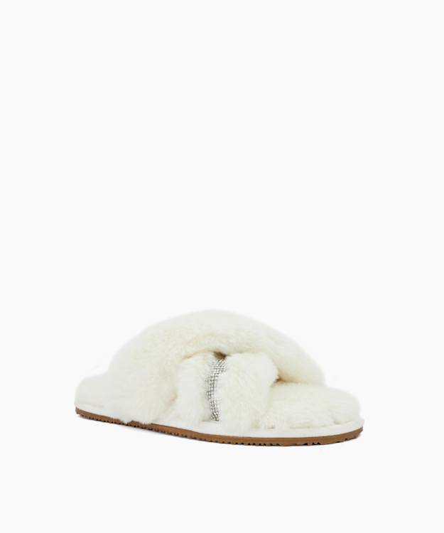 Wish Ecru - Faux Fur Slippers