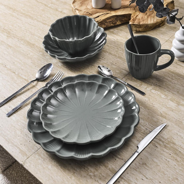 Głęboki talerz obiadowy 20 cm Eden szary ceramiczny