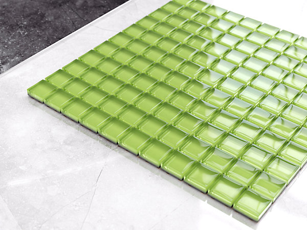 Mosaïque en verre sur filet pour salle de bain ou cuisine 30 cm x 30 cm - Green paradise