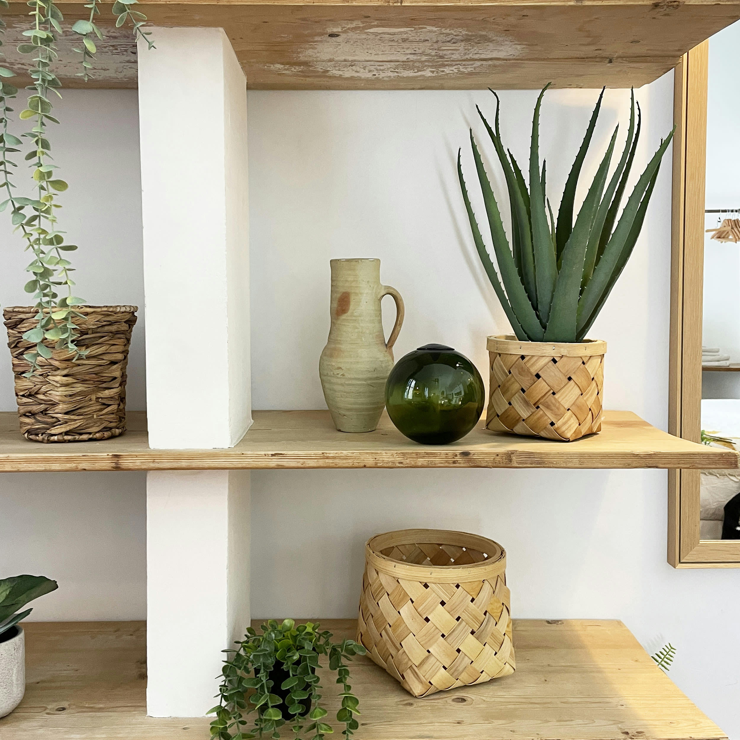 - Cache-pots en bois tressé 25cm lot de 3