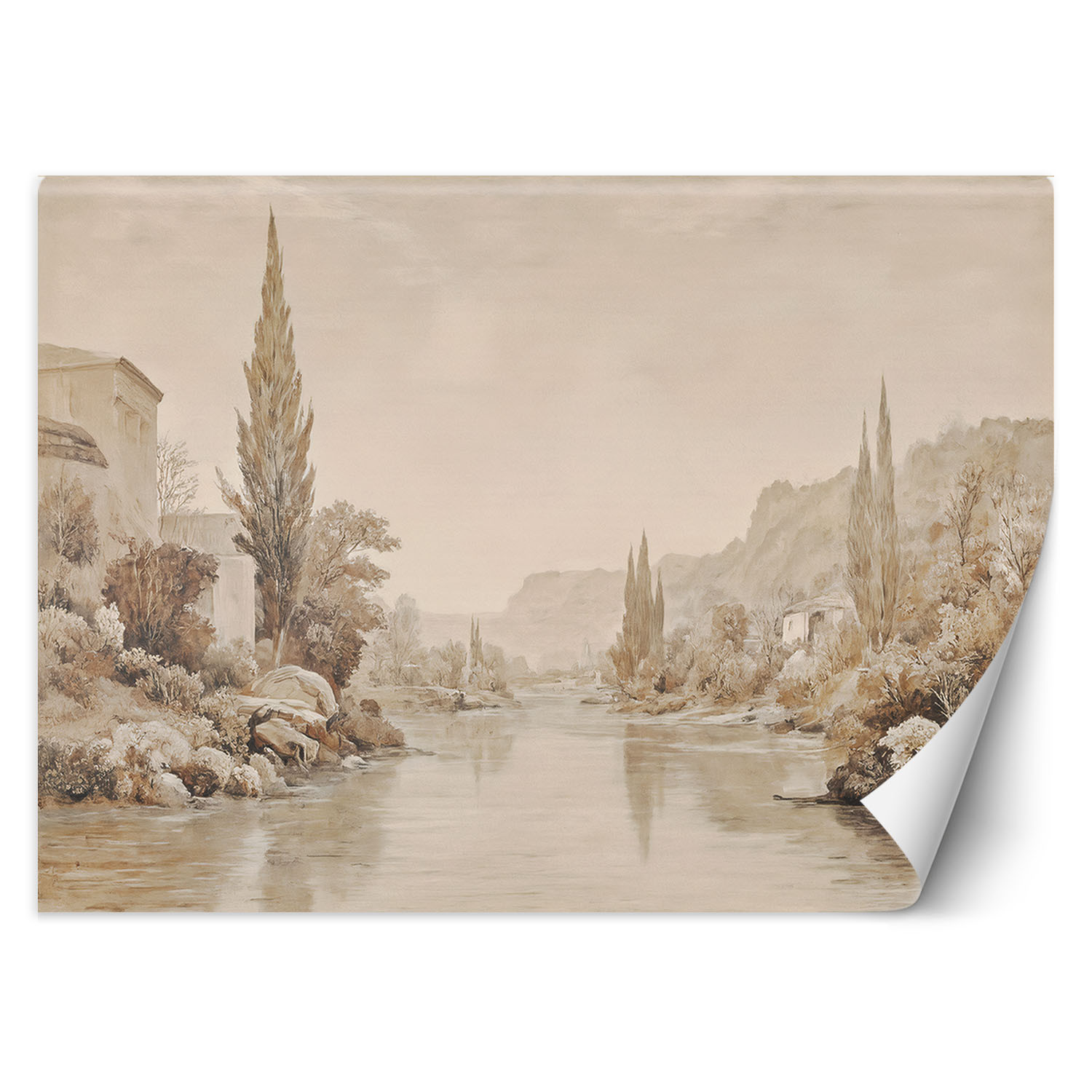 Feeby Fototapeta Pejzaż Natura Sepia Botanika