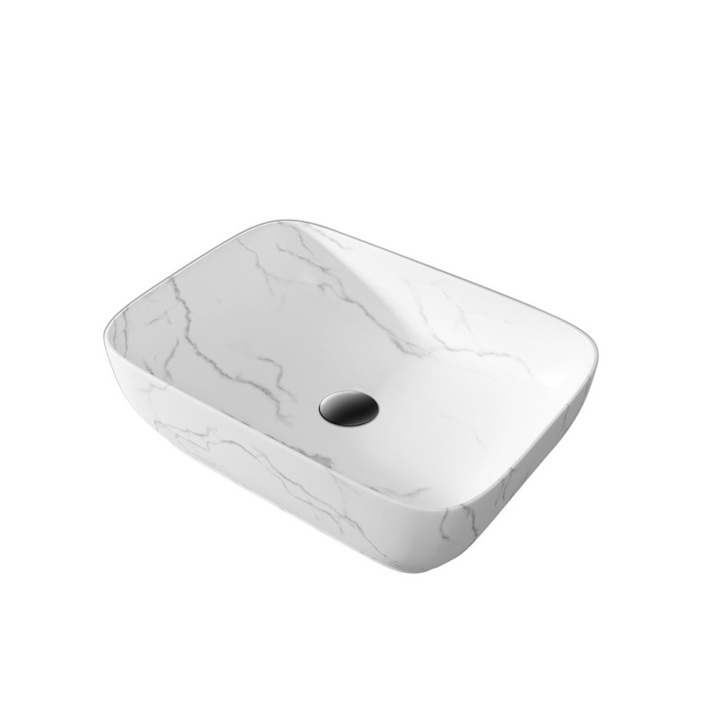 Vasque à poser rectangulaire Effet Marbre blanc AURLANE