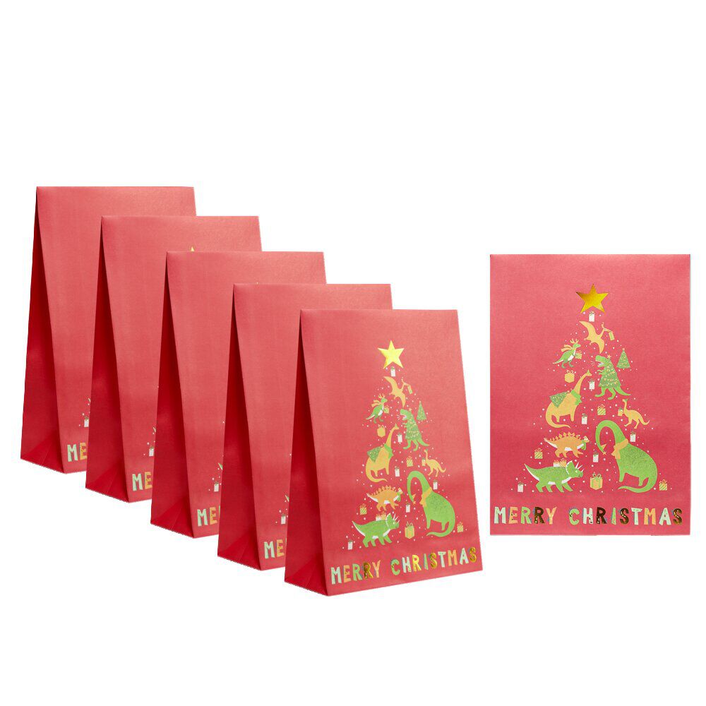 Enveloppe cadeau No&euml;l enfant 6 pochettes 20x28cm licorne ou dinosaure