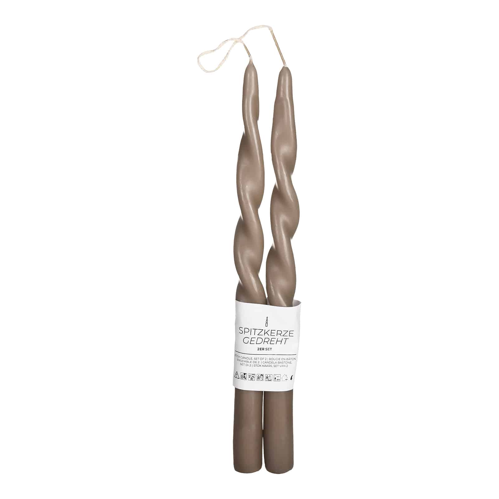 Spitzkerzen Gedreht Beige, ⌀ 2 cm, H 300 mm, 2 Stück