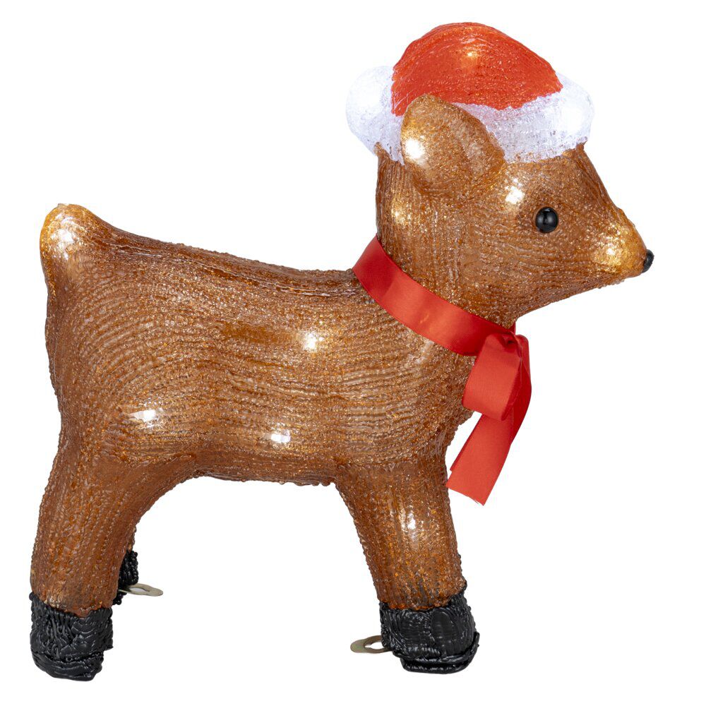 Renne de No&euml;l lumineux 30LED acrylique marron H30 cm