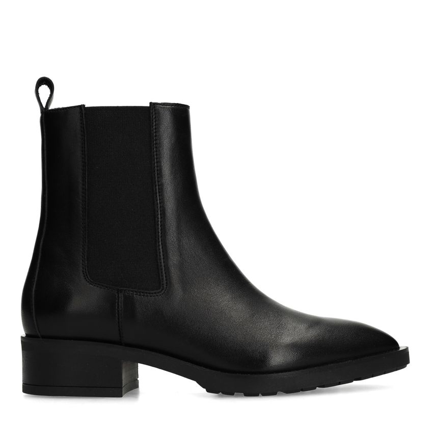 Manfield Zwarte leren chelsea boots
