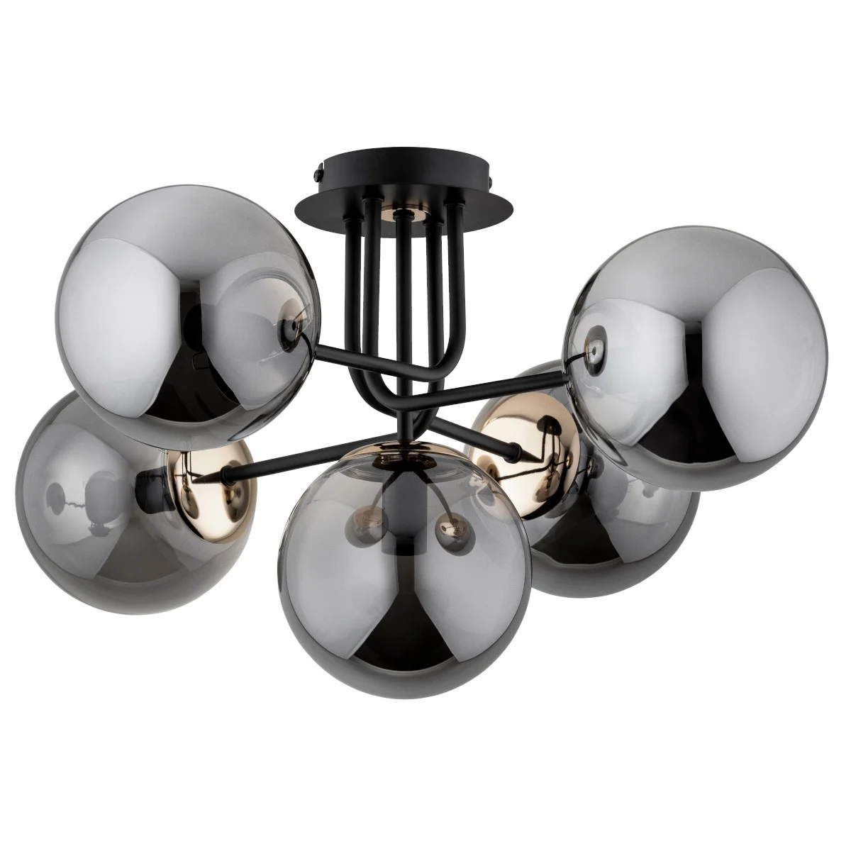 Lampa sufitowa czarna-antyczny złoty-dymiona BOSS 5xE14x10W Alfa
