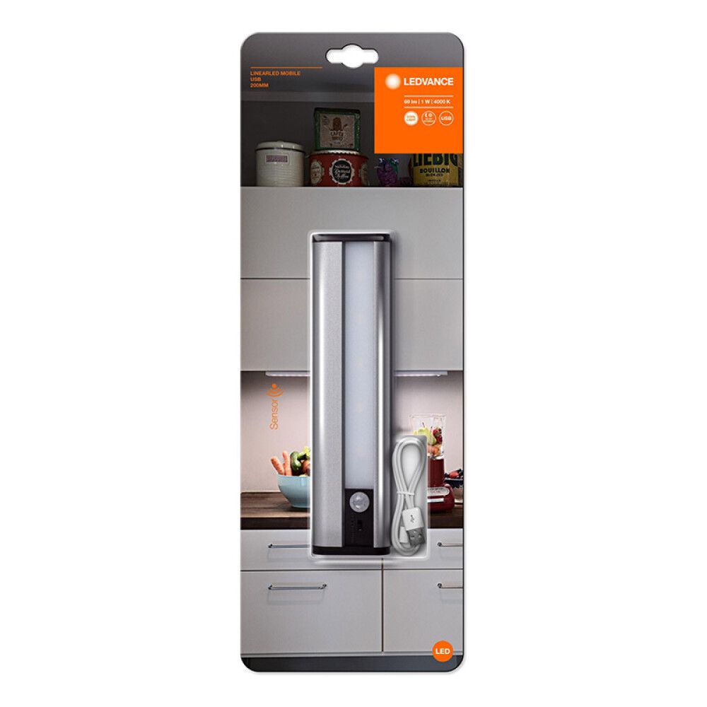 BENKBELYSNING LEDVANCE SENSOR USB 20CM SØLV
