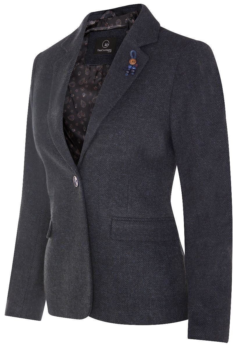 Infinity Leather Tweed 1920s Herringbone Blazer