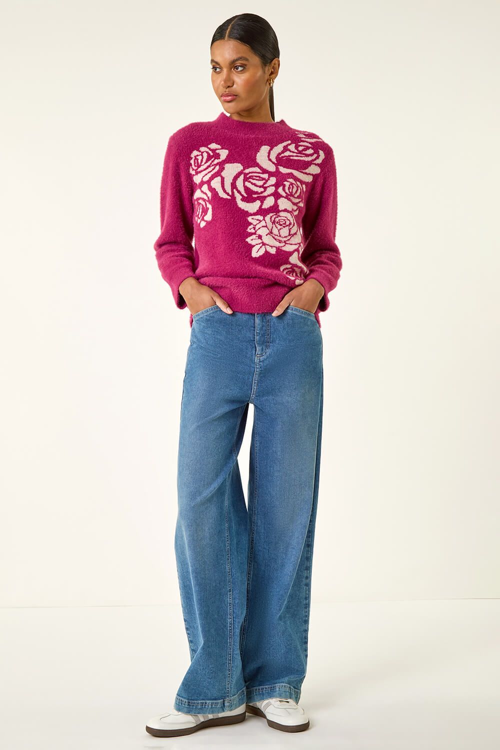 Roman Contrast Rose Knit Jumper