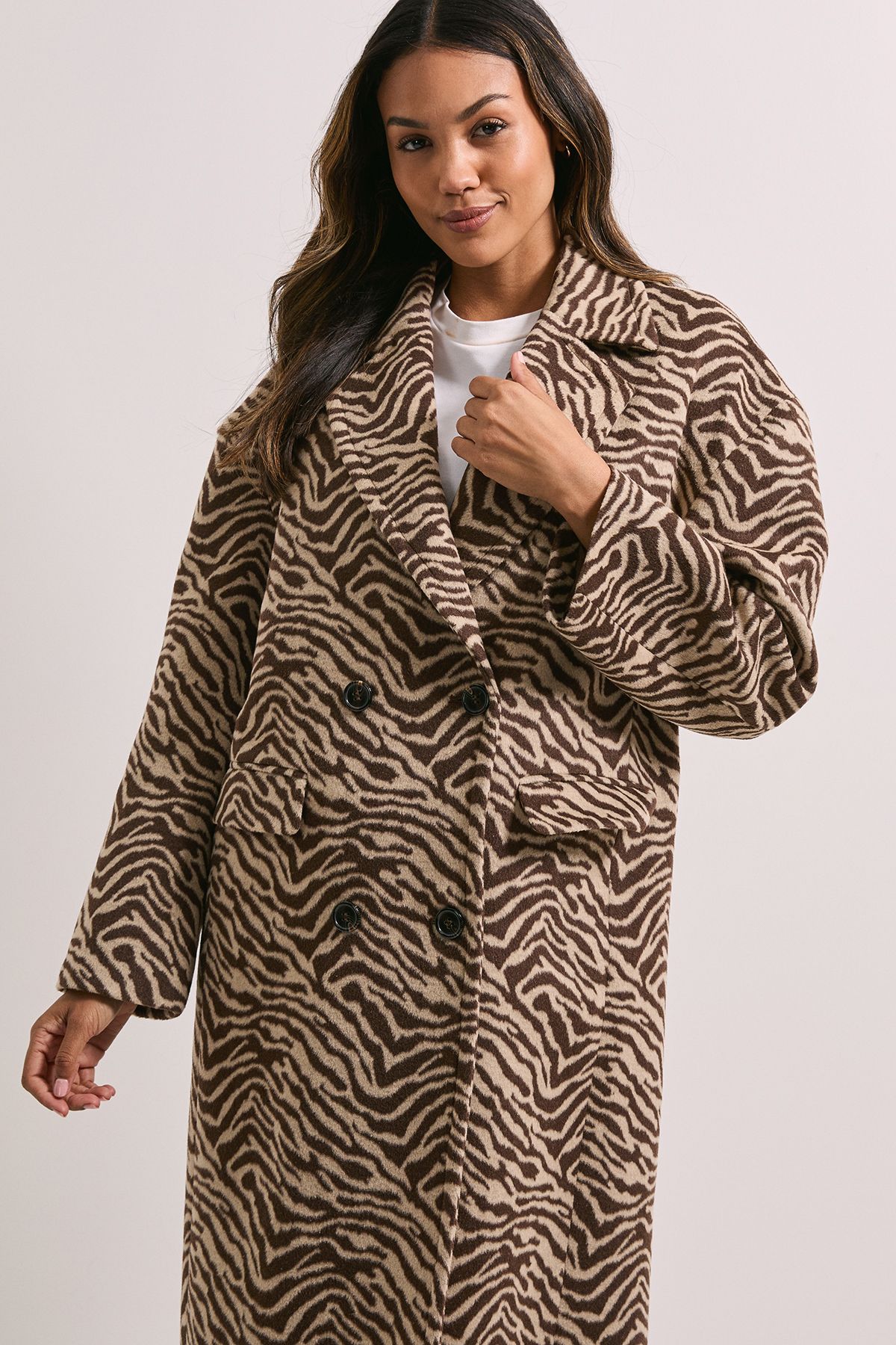 Dorothy Perkins Wide Collar Animal Print Coat