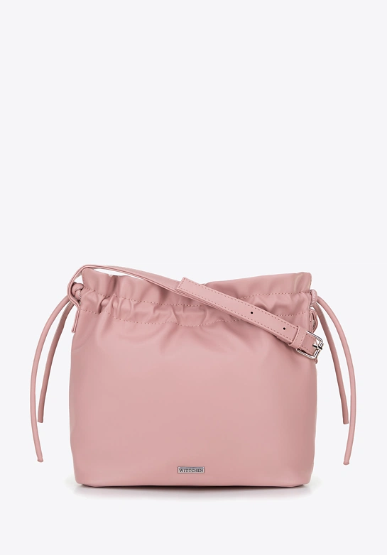 Damska torebka crossbody z dekoracyjnymi wiązaniami różowa