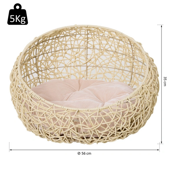 Katzenhöhle, ØxH: 56 x 35 cm, Polyvinylchlorid (PVC)/Rattan