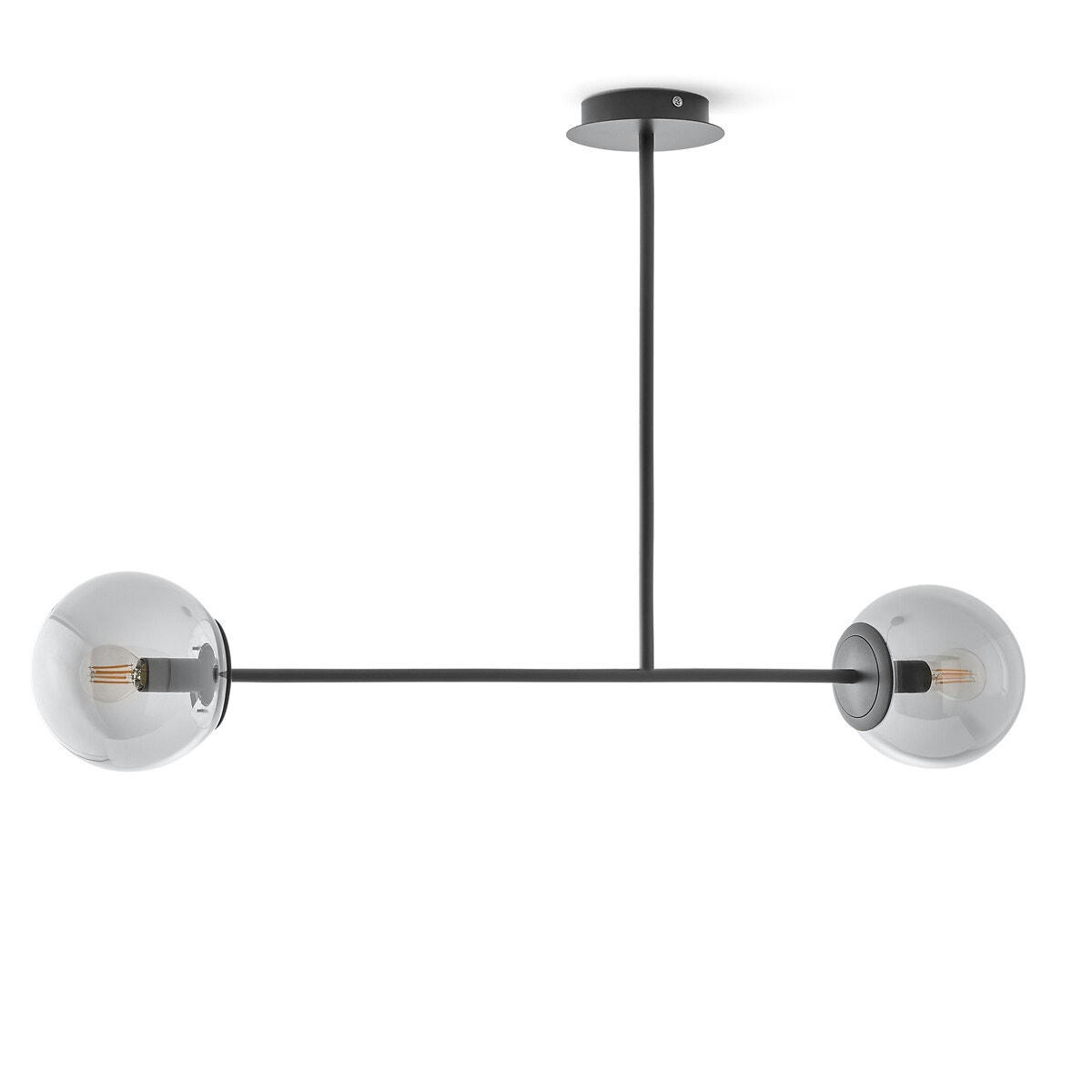 Suspension métal acier et verre fumé, Atea