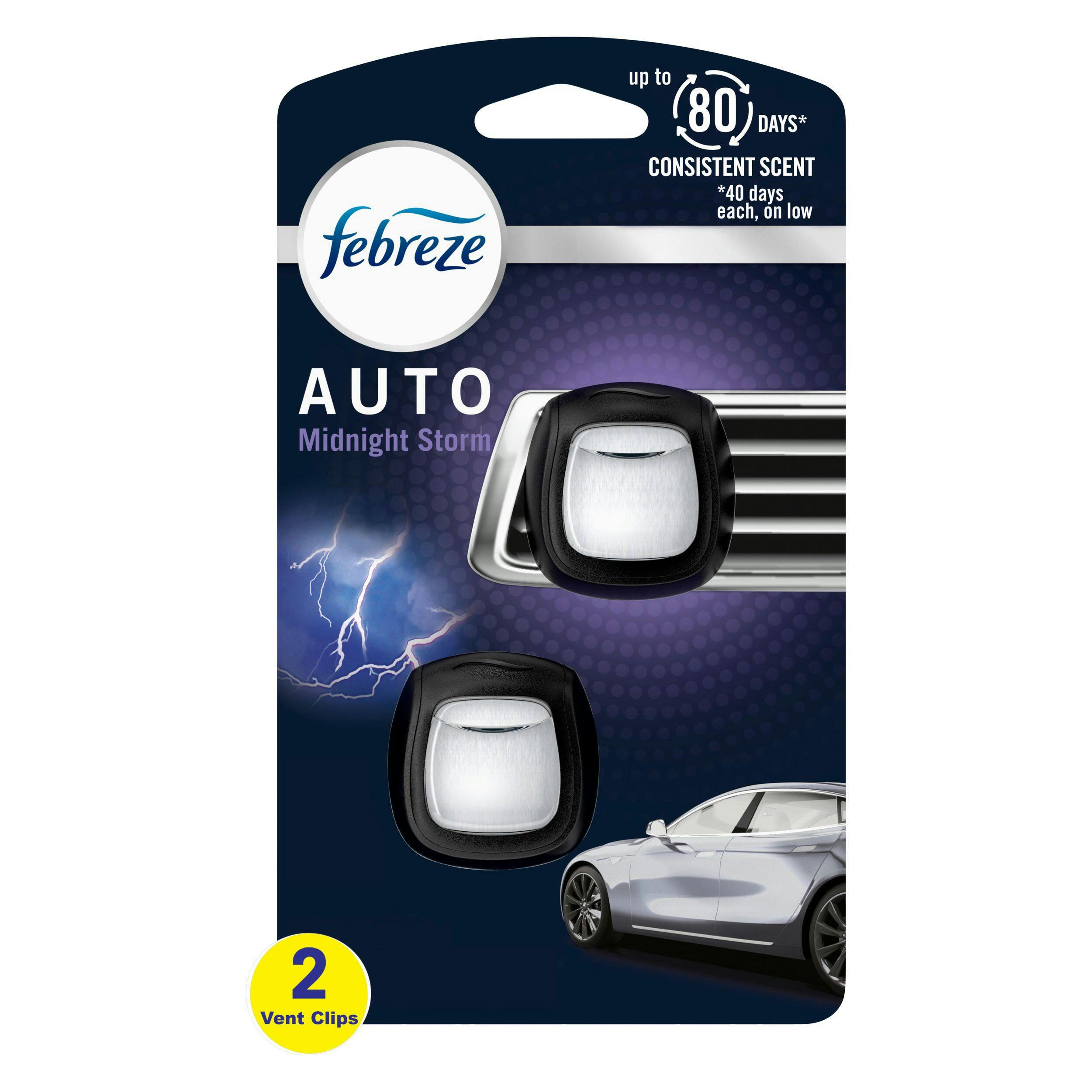 Febreze Auto Midnight Storm Vent Clip Air Freshener, 2-pk
