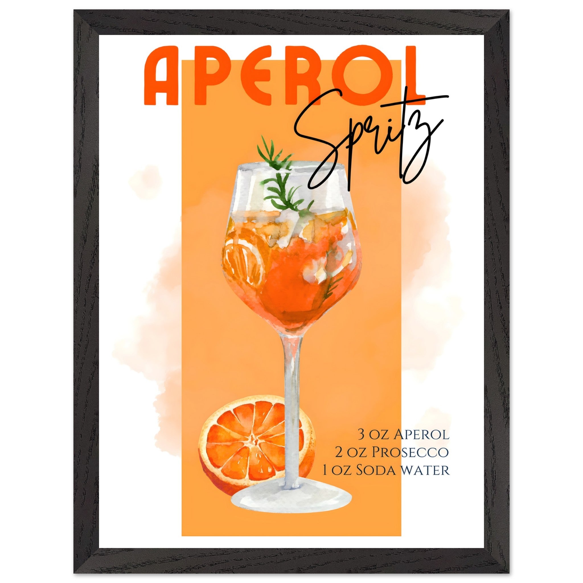 Artfulprints Poster met Lijst Aperol Spritz - Orange  - 30x40 cm - Oranje