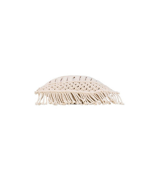 Coussin Déhoussable Macramé à franges 30 x 50 cm - 30x50cm - Ecru