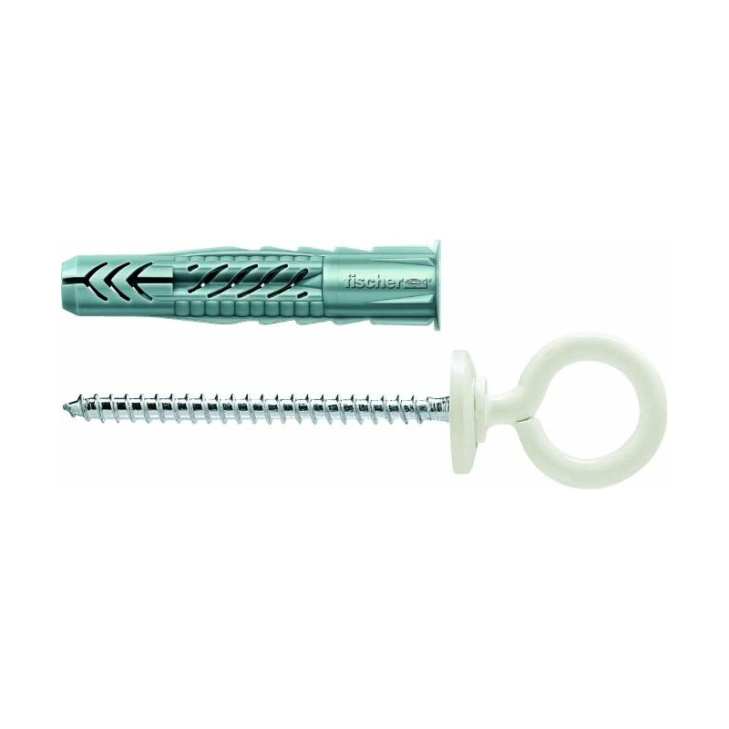 Cheville universelle UX avec crochet rond en nylon blanc Ø 8 x 50 mm