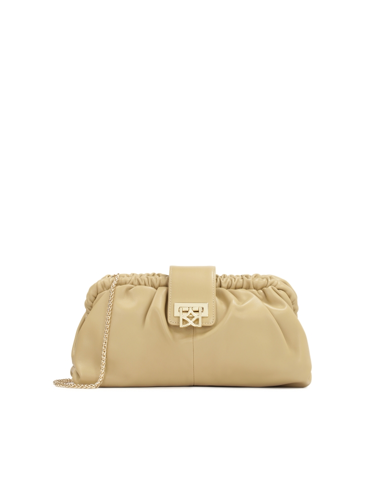 Beige clutch pouch bag