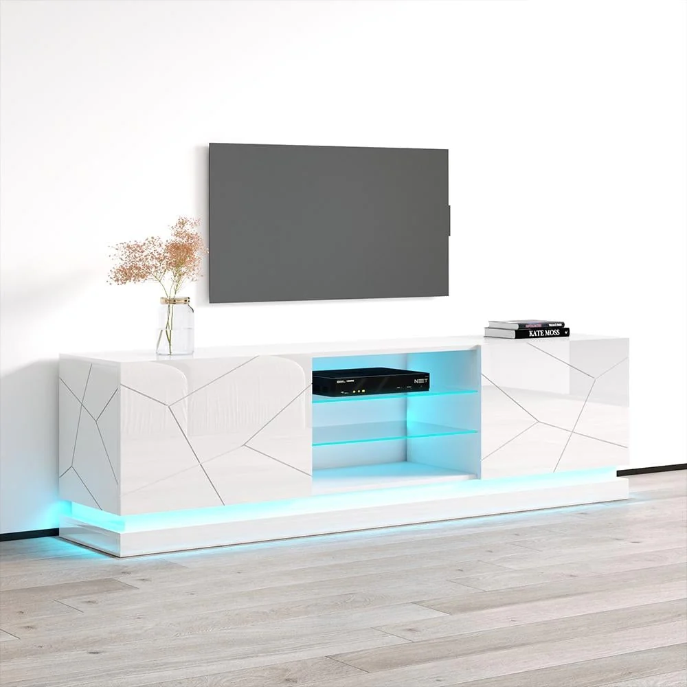 Qiu Modern Glossy White 63- OR 79-inch TV Console