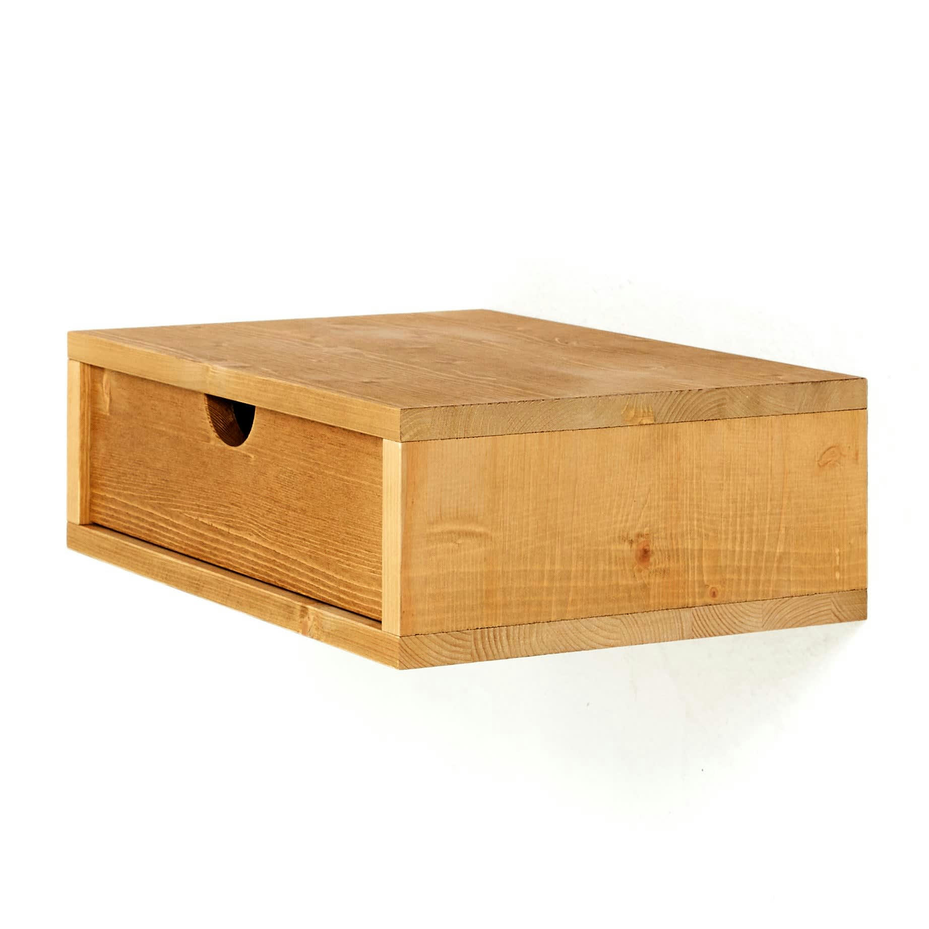 ANEU - Table de chevet flottante en bois de couleur marron clair