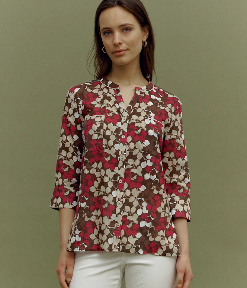 Chemise imprimée en voile de coton CAMPANULE-BIS85/85253/650