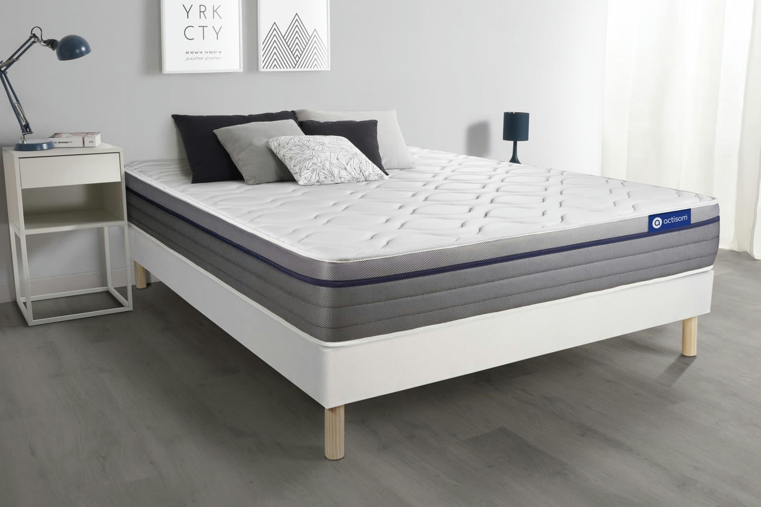ACTILATEX ZEN - Ensemble 200x200 cm sommier kit blanc