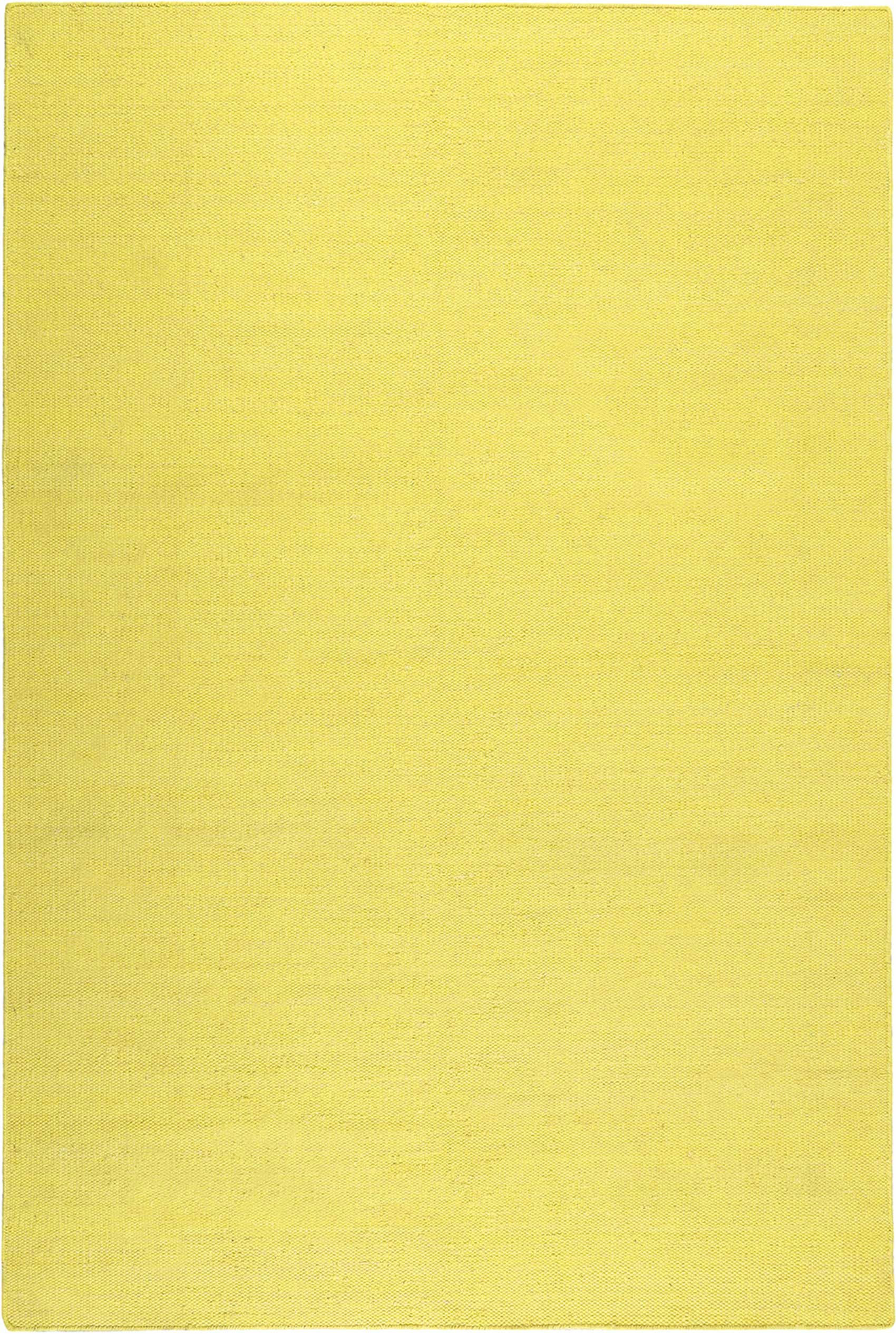 RAINBOW KELIM - Tapis plat kilim artisanal tissé main jaune citron 200x290