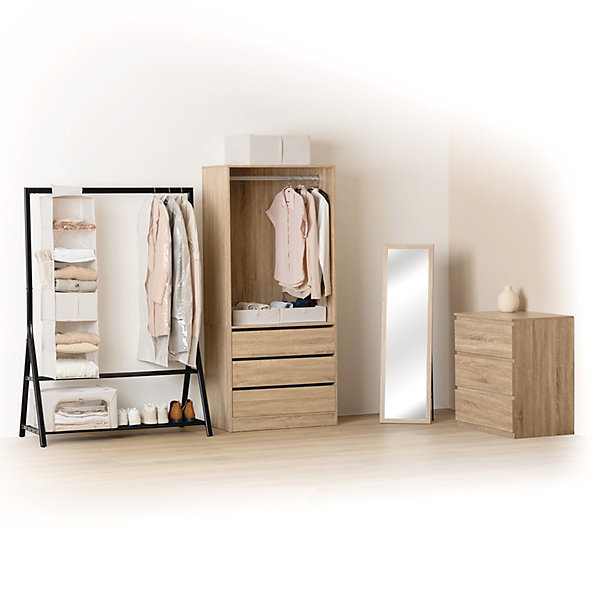 Dressing Dolo 3 tiroirs avec penderie effet bois - Beige- 5five