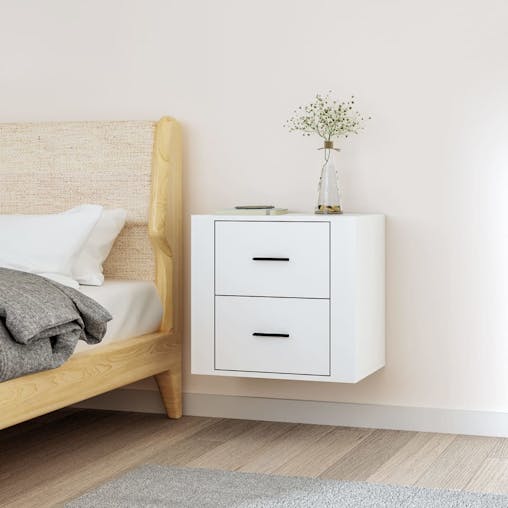 NNEVL Wall-mounted Bedside Cabinet White 50x36x47 cm
