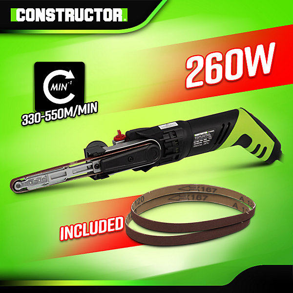 Lime électrique 260W - Vitesse variable - 130 mm   2 bandes abrasives