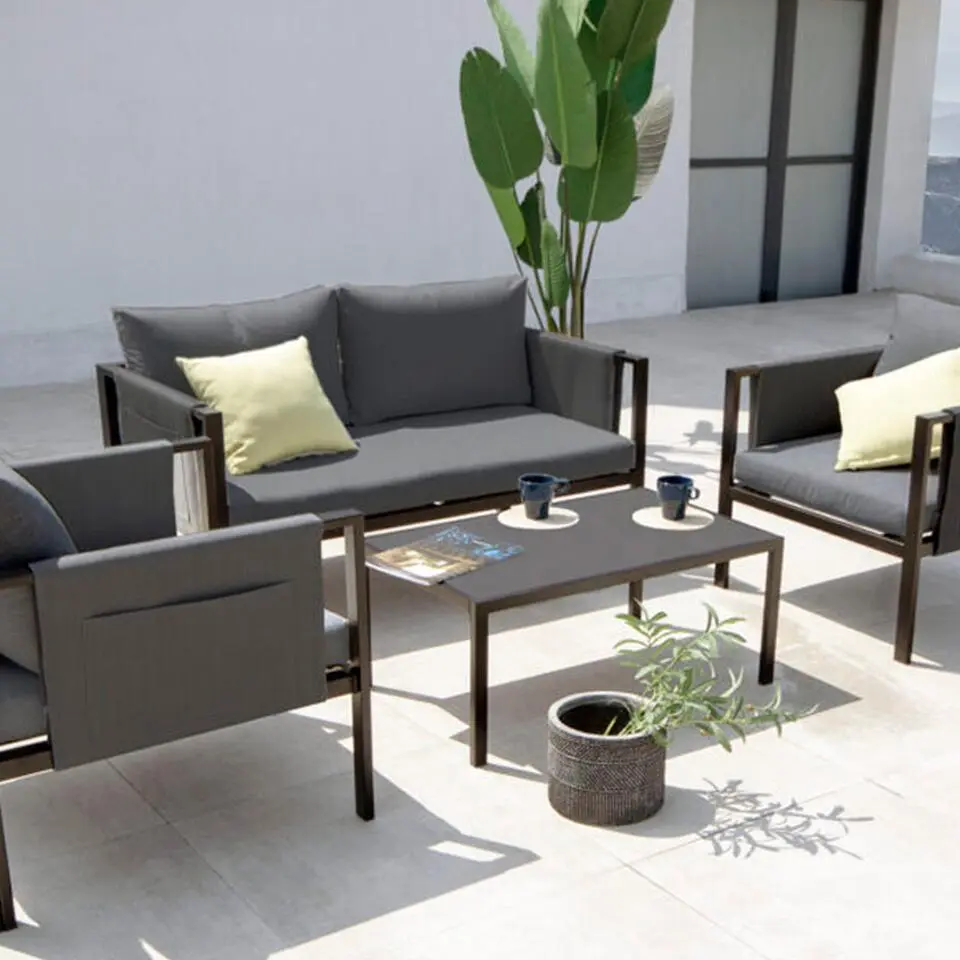 Artichok Fardau 4 delige tuin loungeset donkergrijs - met zitkussens