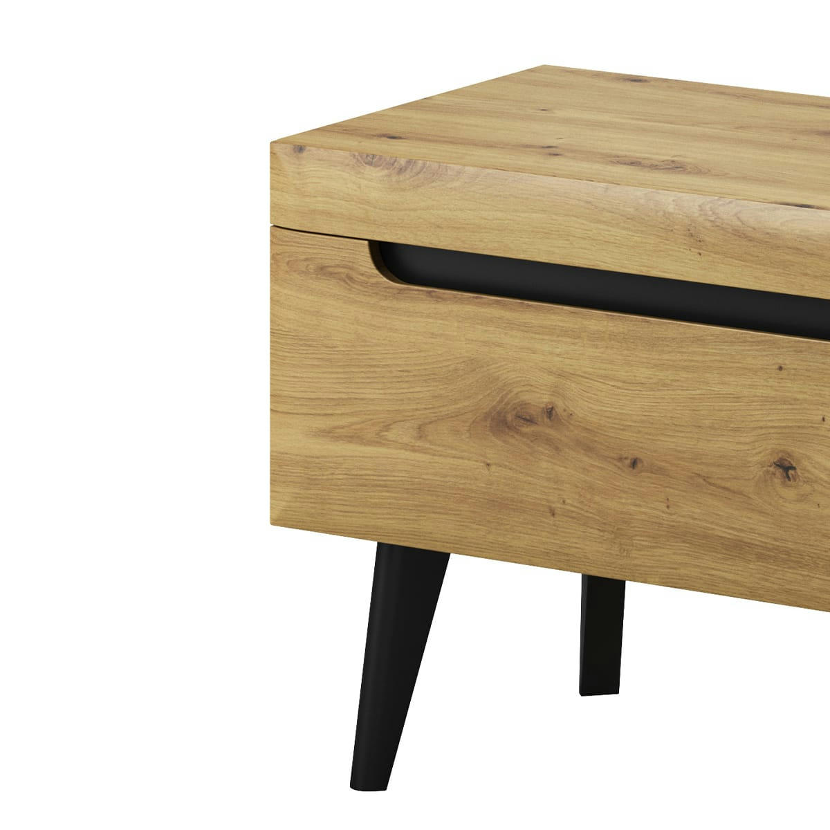 - Meuble tv 2 tiroirs 107 cm naturel et noir