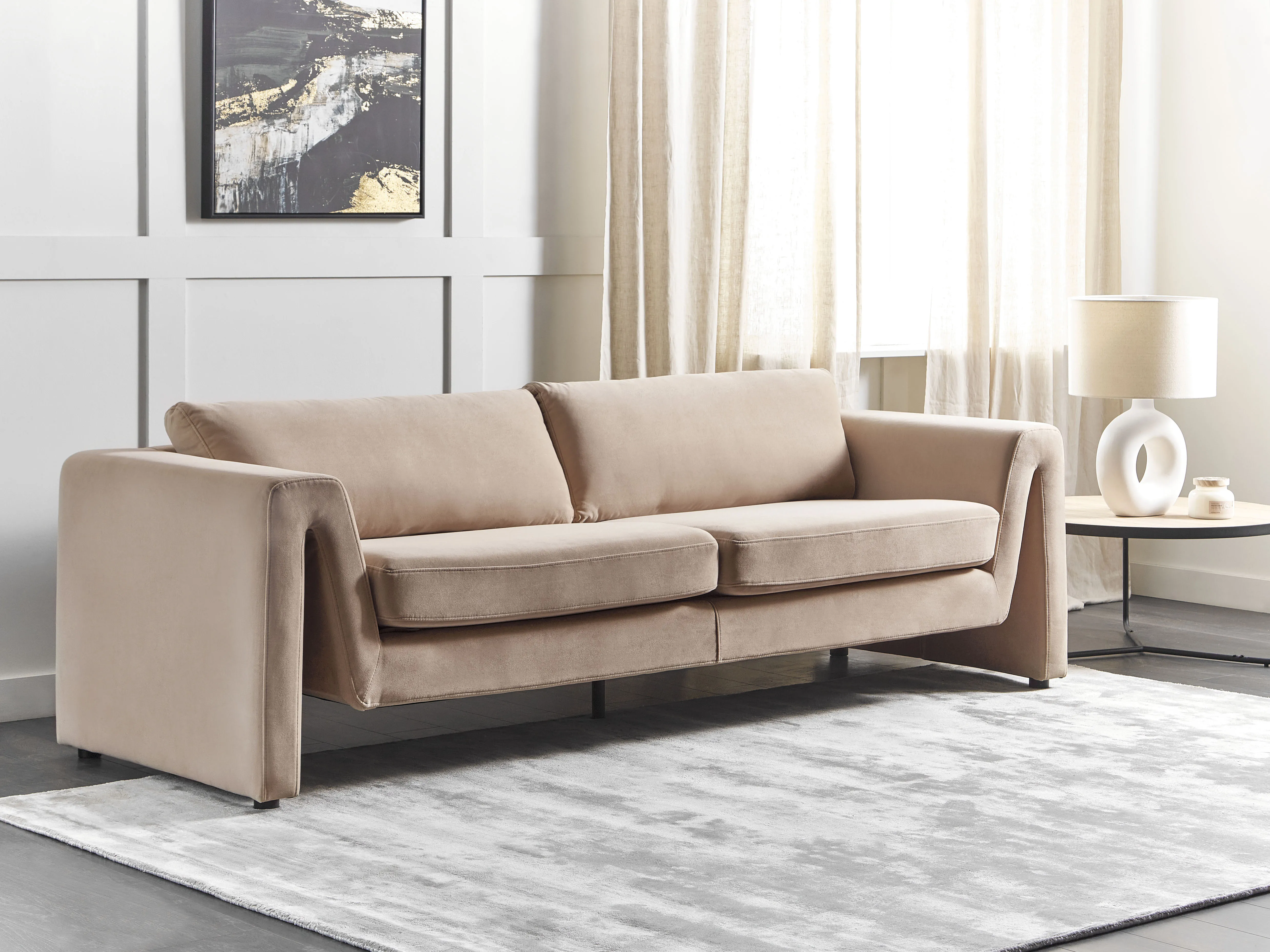 Sofa 3 Seater MAUNU Velvet Sand Beige