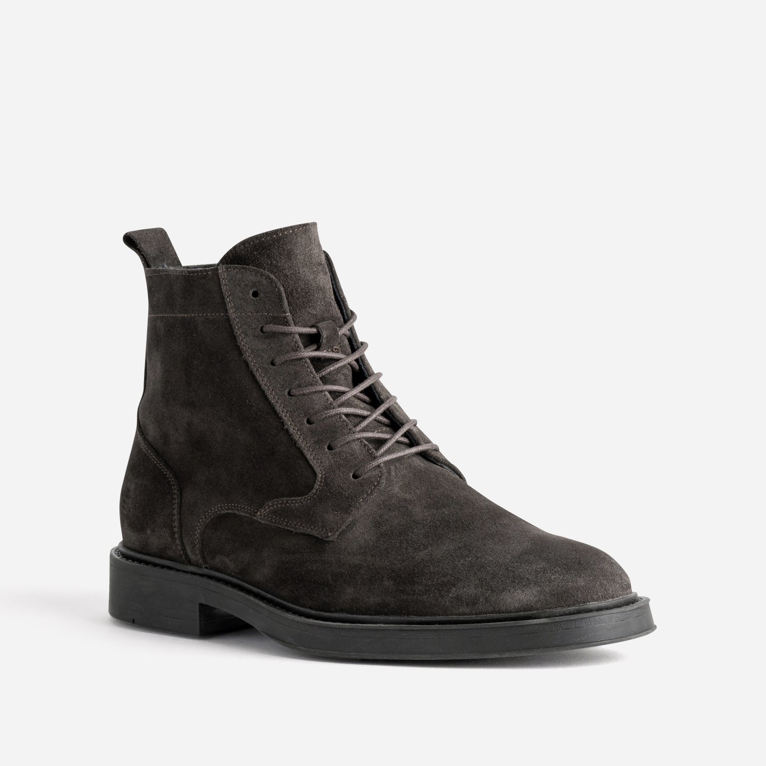 Boots à lacet marron foncé cuir velours
