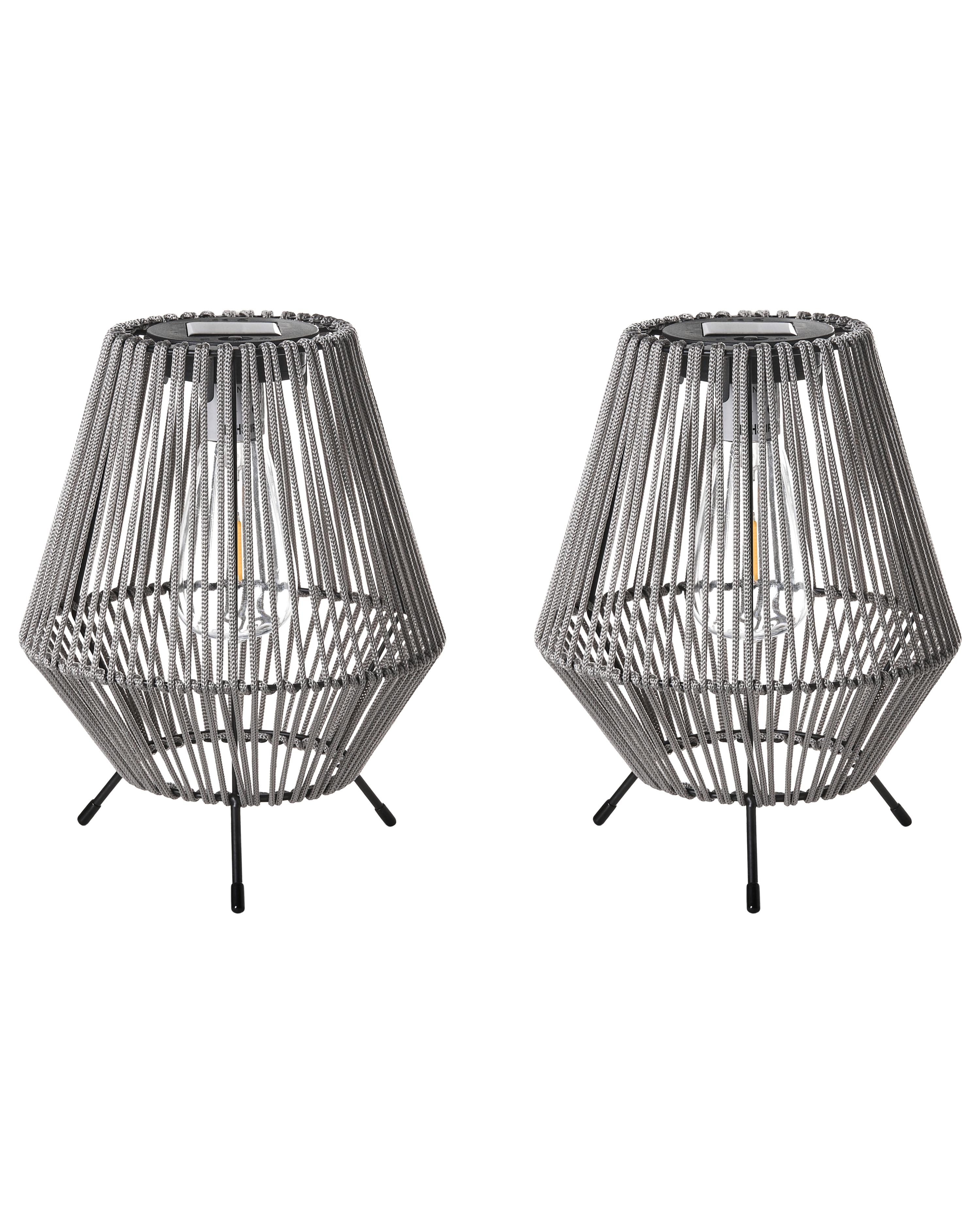 Set of 2 Solar Powered Lanterns VUNGU 27 cm Grey