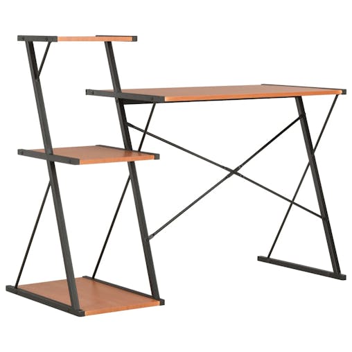 NNEVL Desk with Shelf Black and Brown 116x50x93 cm