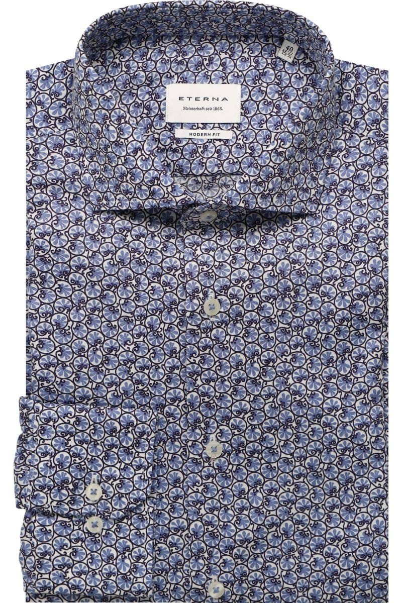 ETERNA Modern Fit Hemd mittelblau, Bedruckt