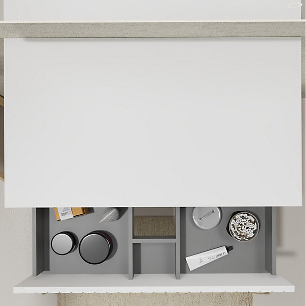Meuble salle de bain strié 80 cm pour vasque à poser - Blanc mat - A suspendre - Karaib 2