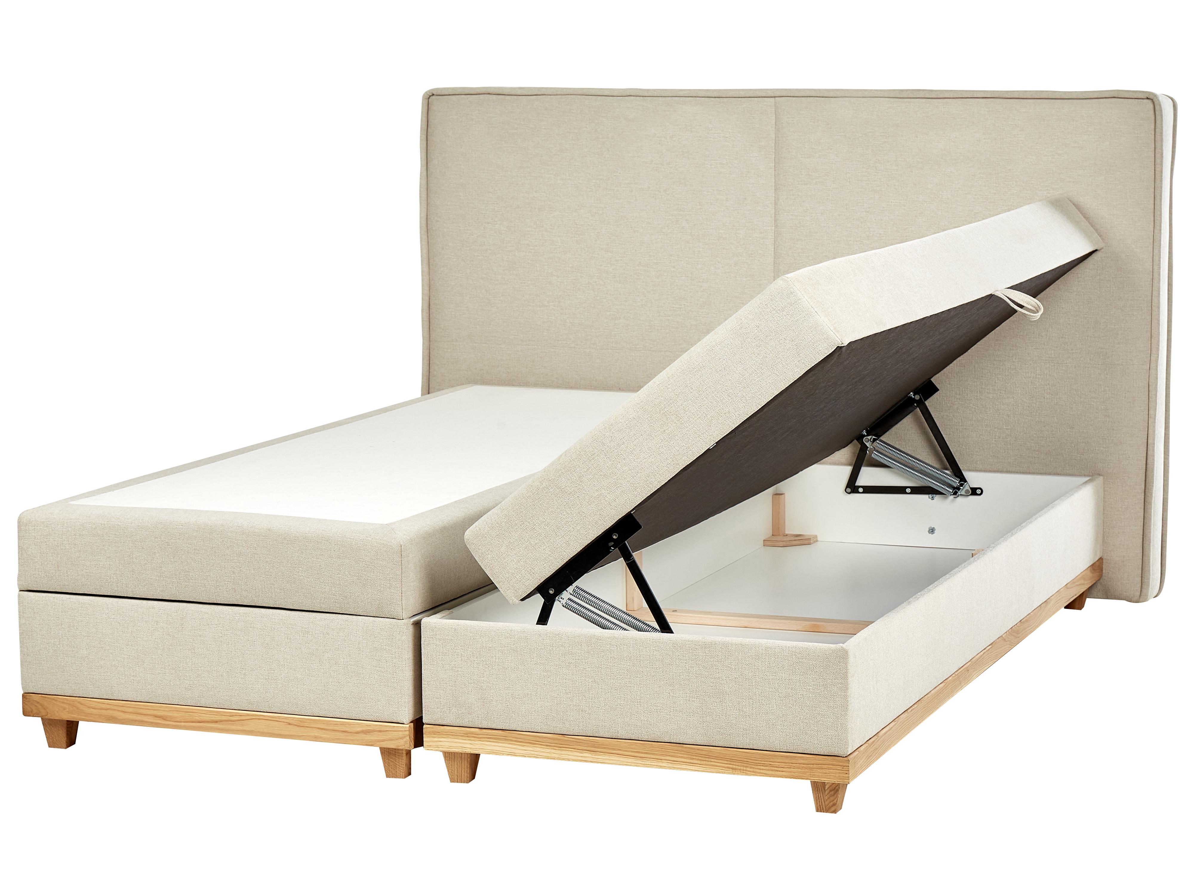 Divan Bed with Storage Fabric DYNASTY 160 x 200 cm (EU King Size) Beige