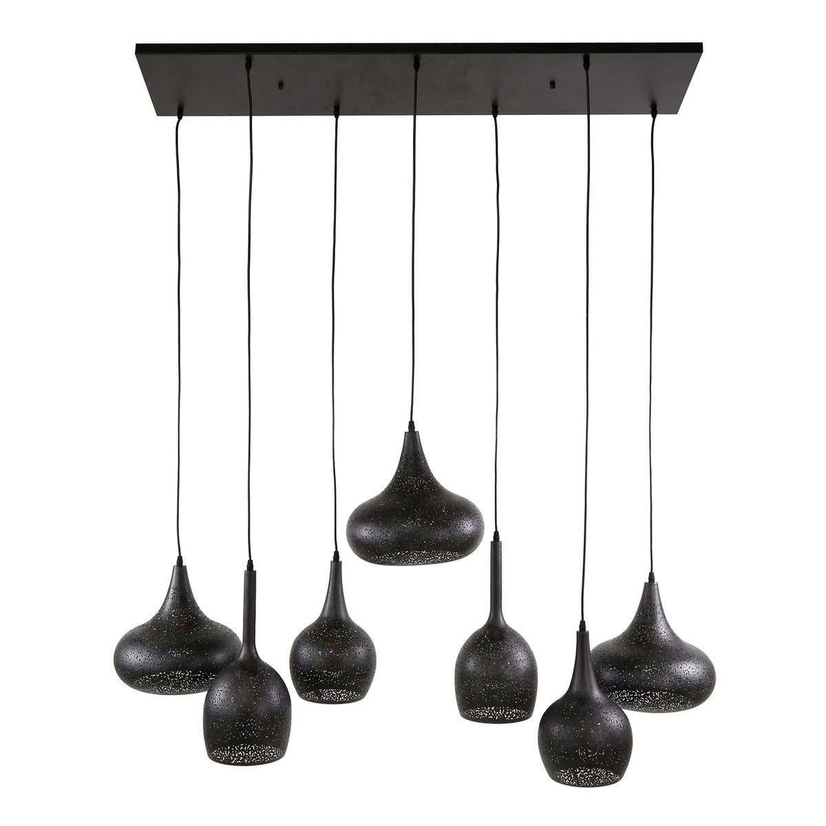 Giga Meubel Hanglamp Zip - Zwart Metaal - 7-Lichts - 120x60x150cm