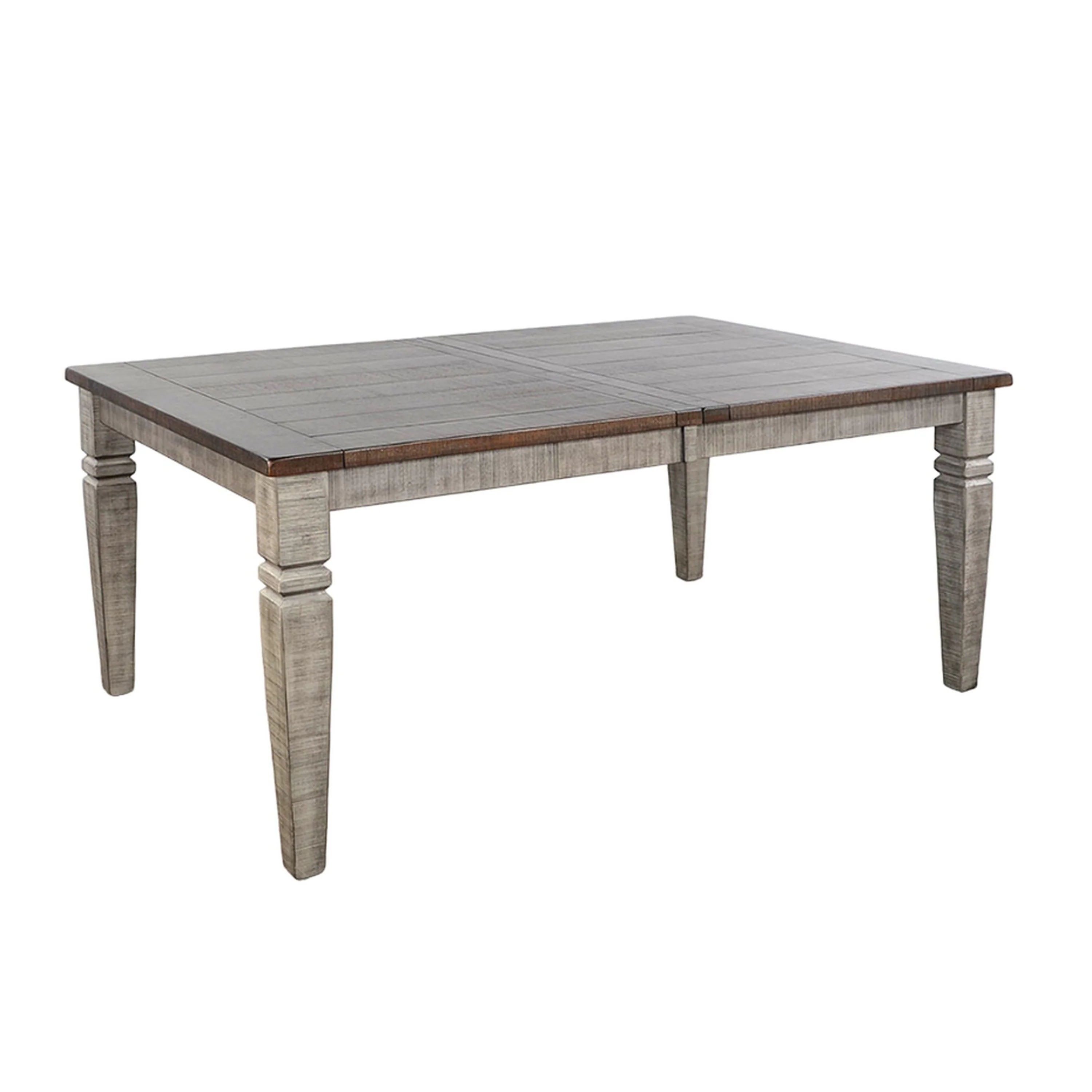 Camie Dining Table Extendable 66-90 Inch Dark Brown Gray Mahogany Wood