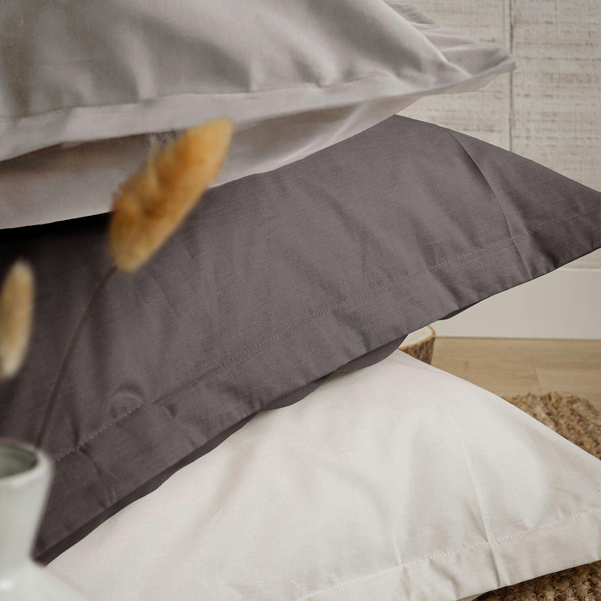 FIL & SENS - Housse de couette en coton Bio gris anthracite 260 x 240 cm