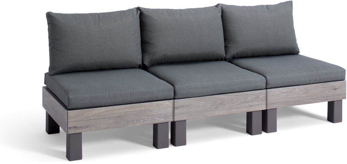 Keter Signature Elements 3-zits Loungebank - met groene kussens - Cappuccino/Ashwood