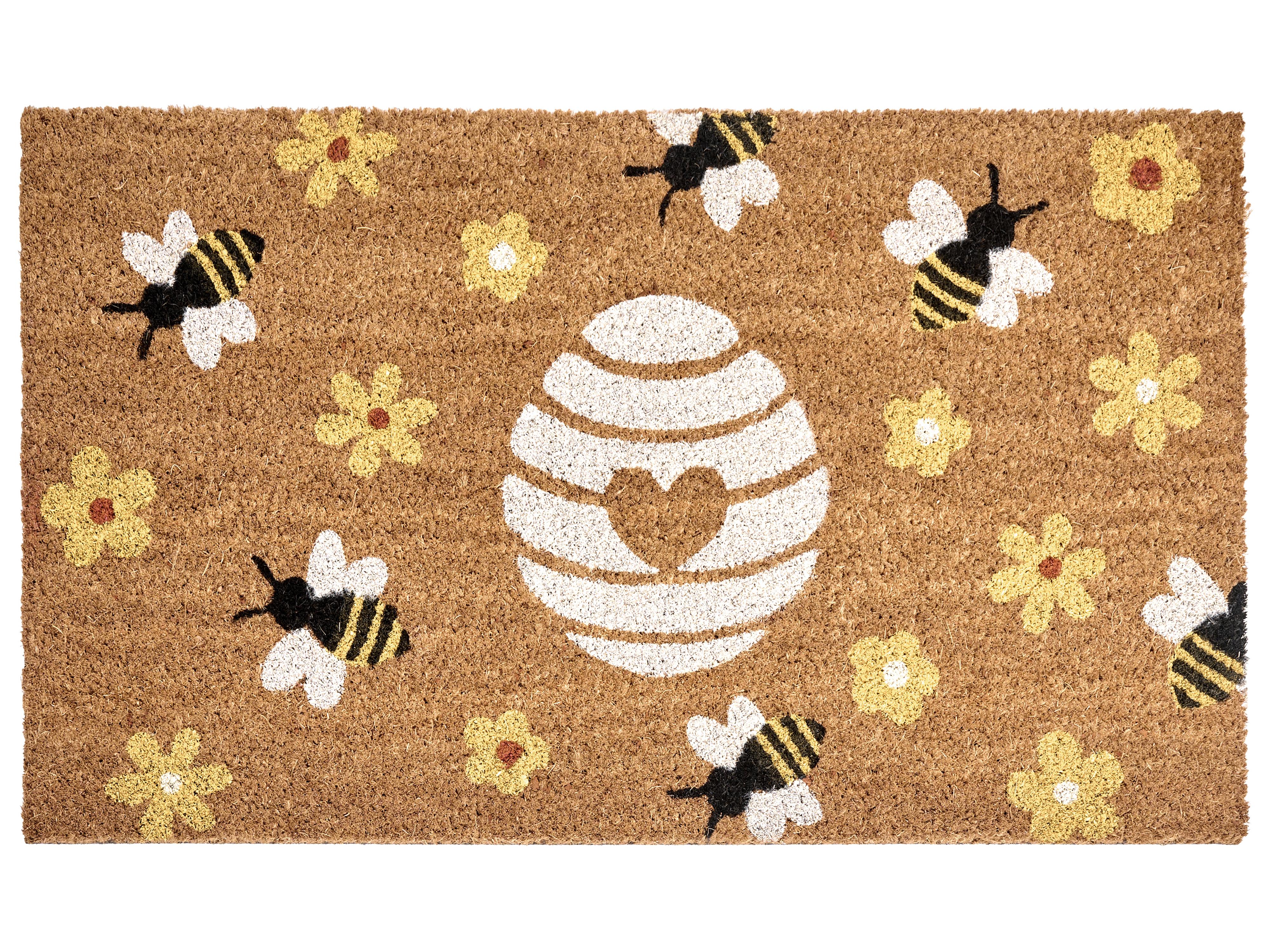 Doormat KIGALIK Natural 40 x 60 cm Bee Flower Coir