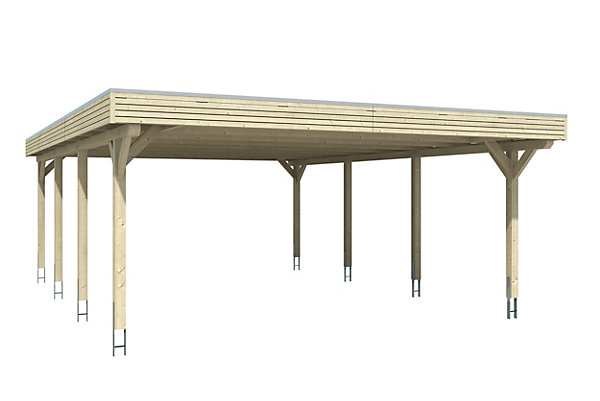 Carport SKAN HOLZ Spessart 611x846cm, bois lamellé-collé, non traité